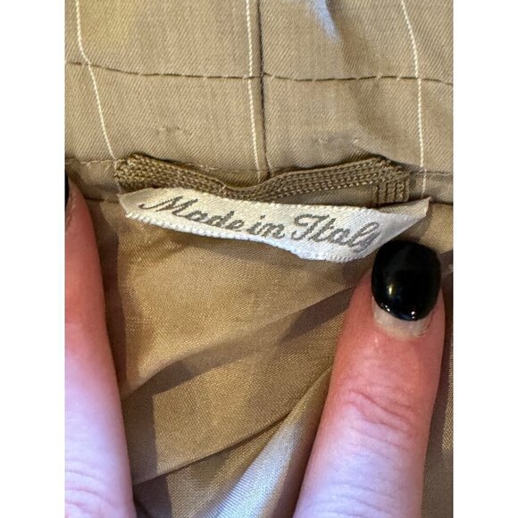 Max Mara Tan Striped Single Breasted 3 Button Lightweight Blazer Size 10 - Picture 8 of 12